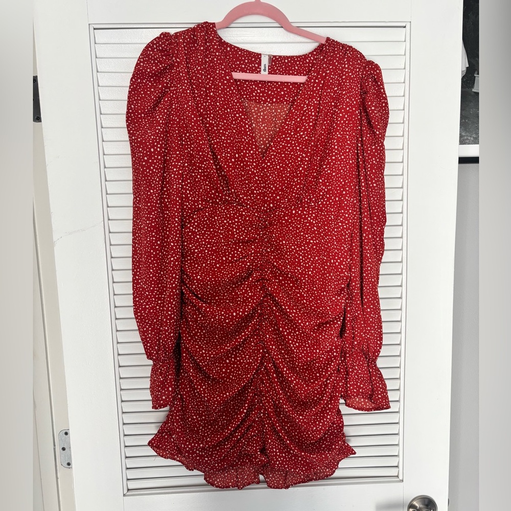 Glam Red Dotted Dress